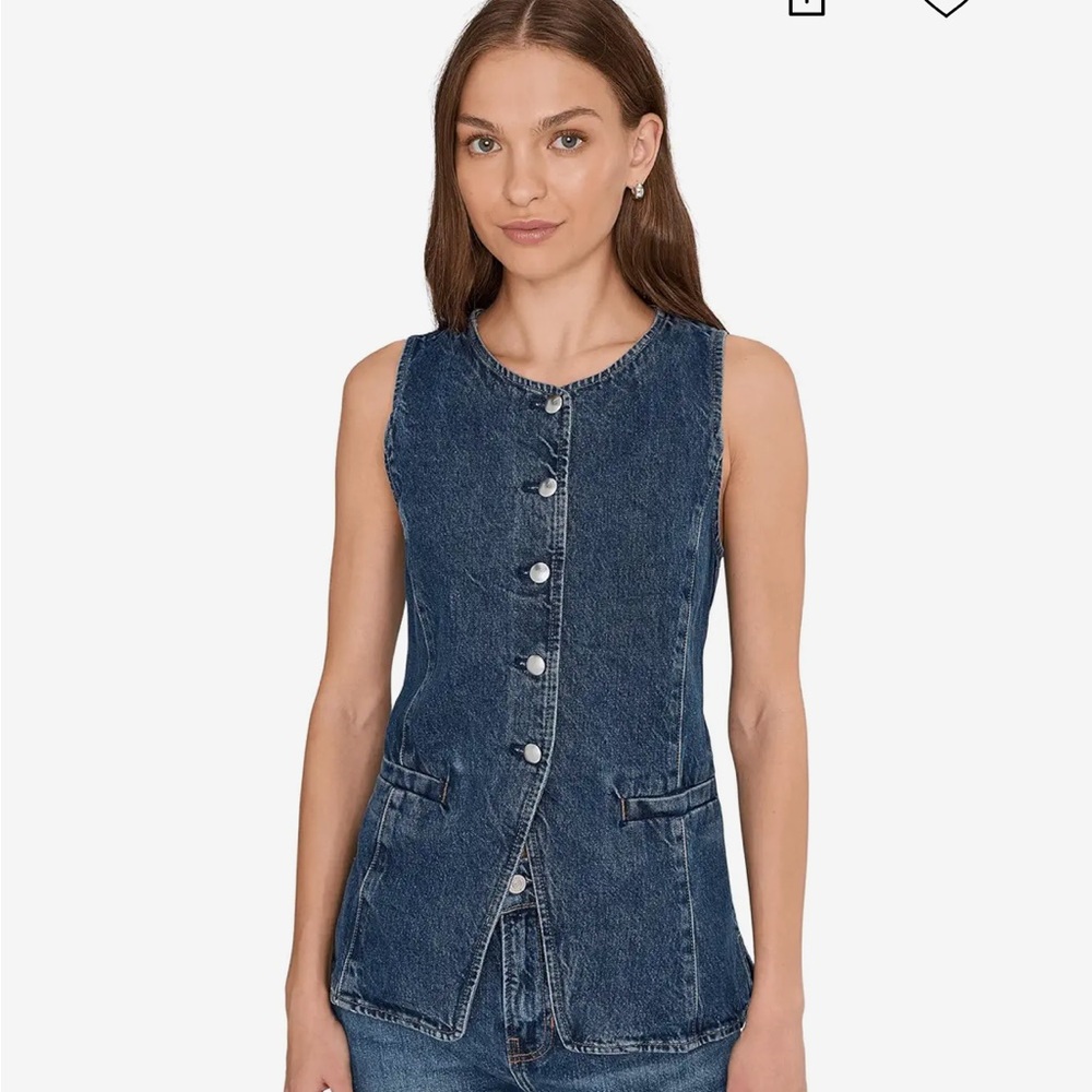 Madewell Denim Crewneck Cutaway Vest in Greendale Wash